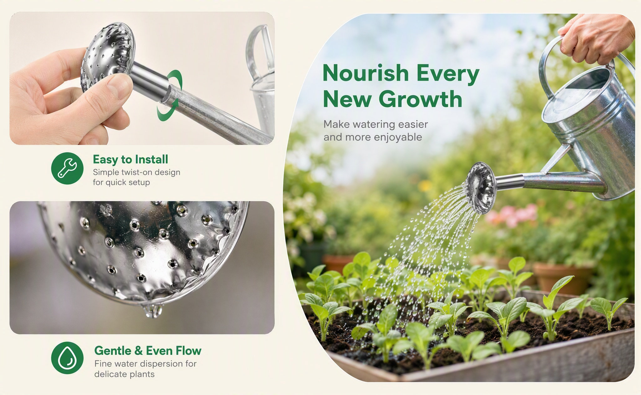 Watering Can - Stainless Steel Water Can Sprayer Head