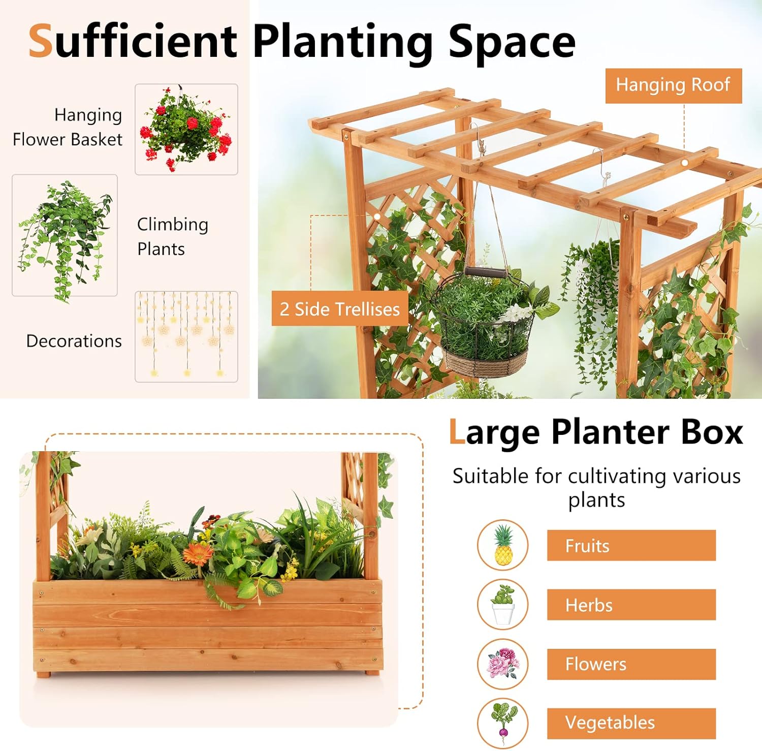 Wood Raised Garden Bed with Ar - огляд і ціна Raised Garden Bed
