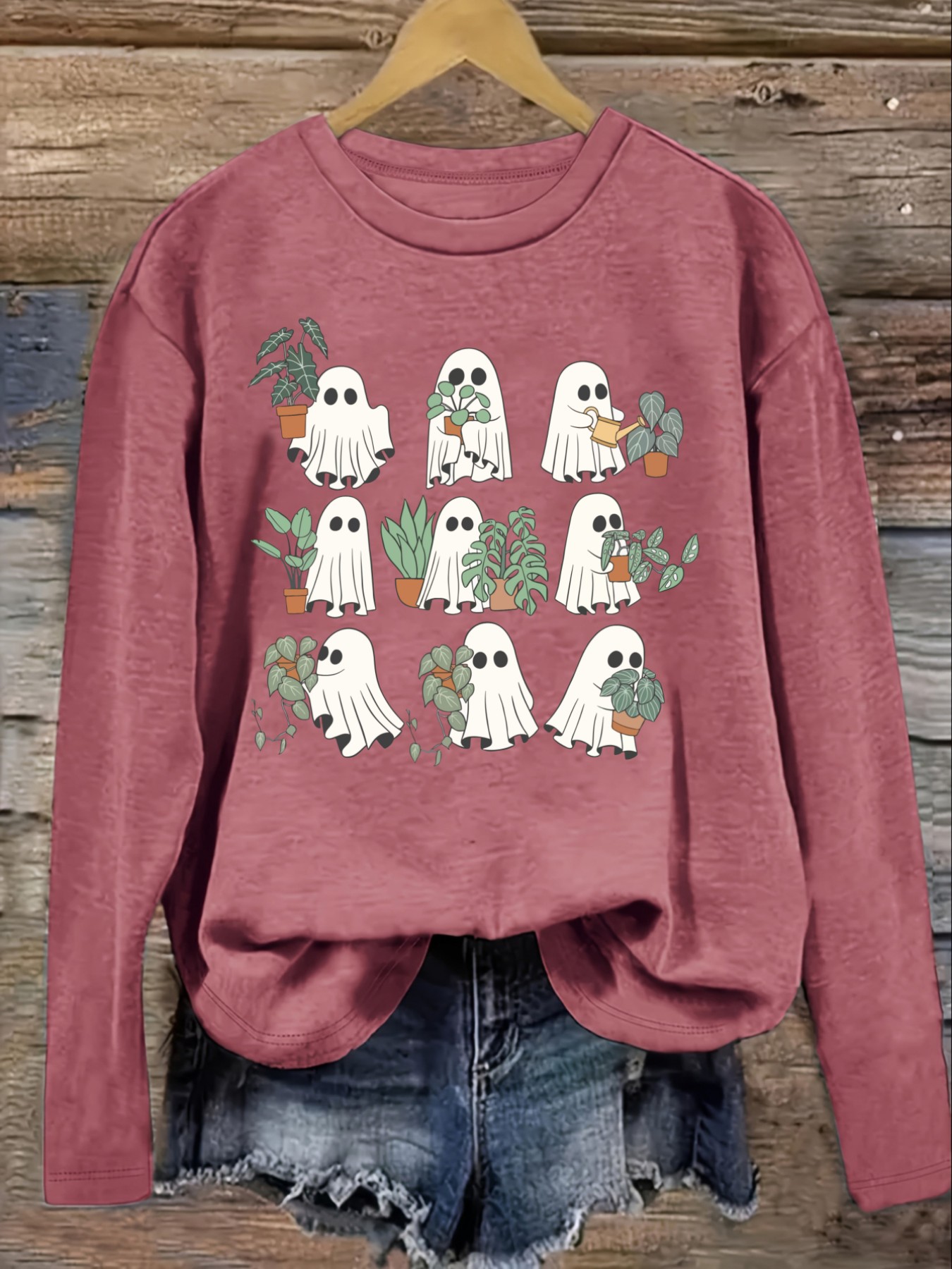 Women's Casual Long Sleeve Cre - огляд і ціна Plant Pot